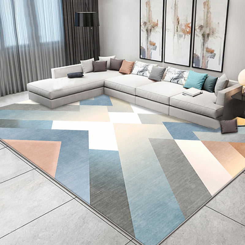 Multicolor hedendaags tapijt polyester geometrisch patroon tapijt huisdier-vriendelijk wasbaar antislip achterkant tapijt voor de woonkamer