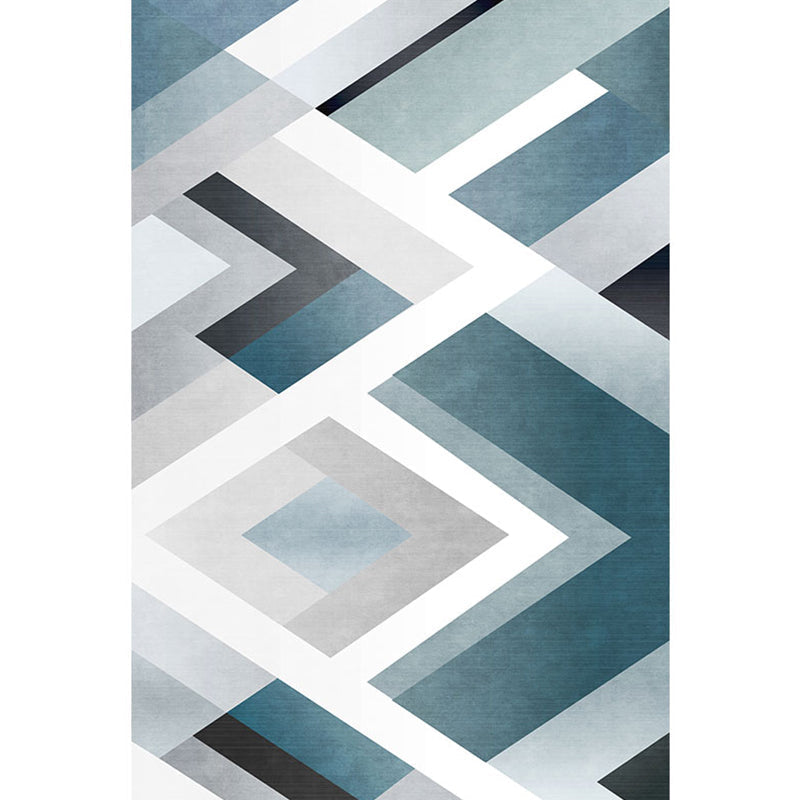 Unieke geometrische patroonvloerkleed Blauw en Wit Moderne Vloerkleed Polyester Wasbaar Diervriendelijk Antislip Vloerkleed voor de woonkamer
