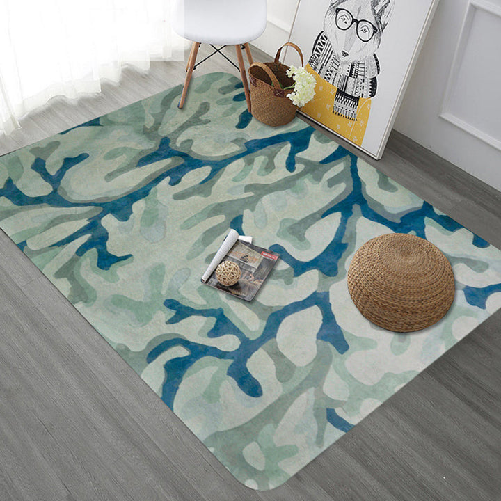 Blauer Modernismus Tapijt Polyester Takpatroon Tapijt Huisdiervriendelijk Machinewasbaar Antislip Achterkant Tapijt voor Decoratie