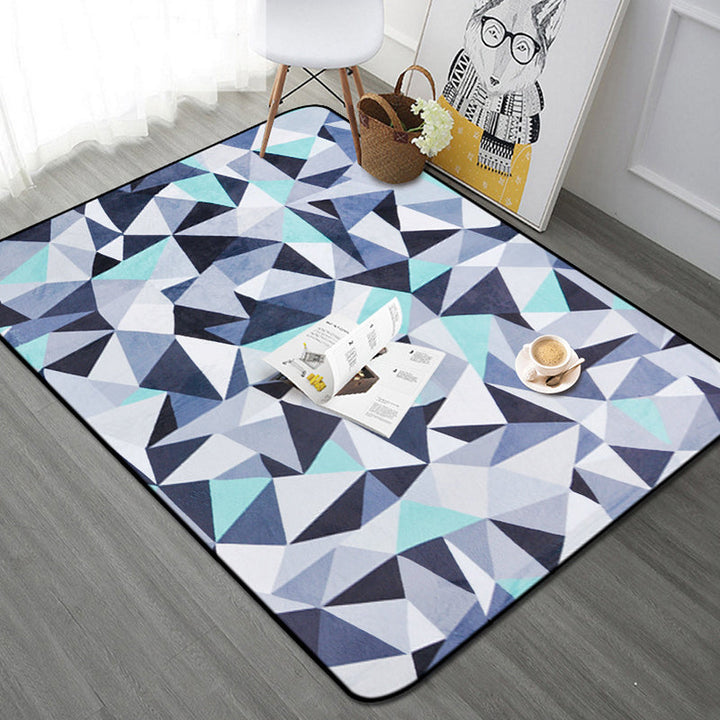 Funky Geometrisch Patroon Vloerkleed Blauw Modernistisch Vloerkleed Polyester Wasbaar Huisdiervriendelijk Antislip Vloerkleed voor de Woonkamer