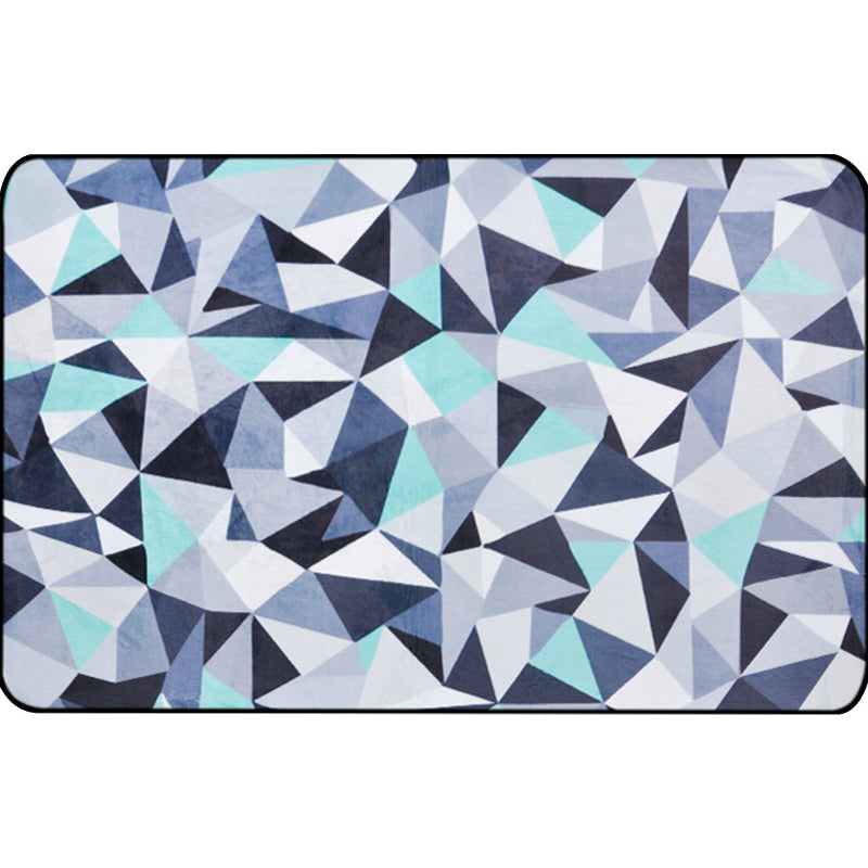 Funky Geometrisch Patroon Vloerkleed Blauw Modernistisch Vloerkleed Polyester Wasbaar Huisdiervriendelijk Antislip Vloerkleed voor de Woonkamer