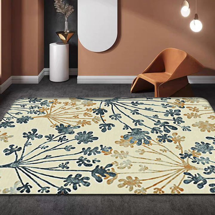 Moderner bladmotief-tapijt Groen en Beige Polyester tapijt Wasbaar Huisdier vriendelijk Antislip tapijt voor de woonkamer