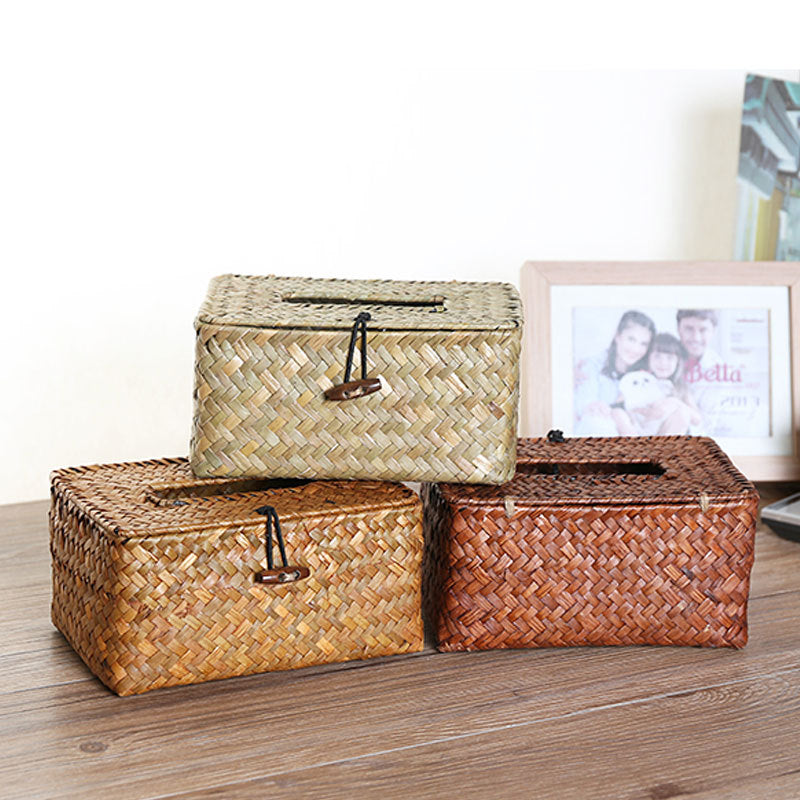 Handwoven storage box with practical lid
