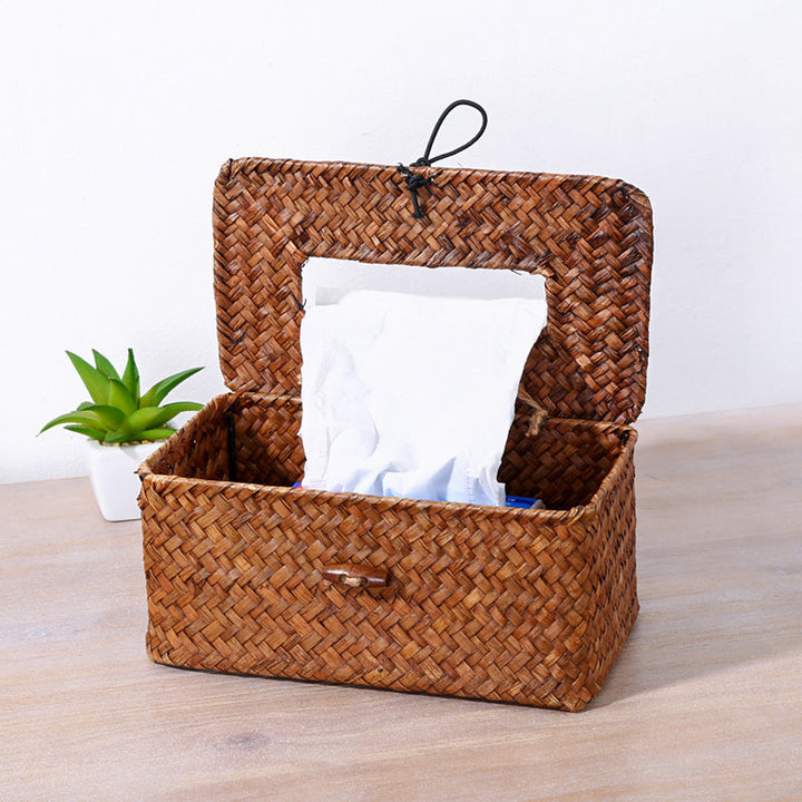 Handwoven storage box with practical lid