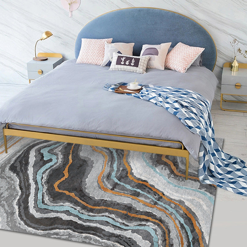 Stijlvol Modernisme Tapijt Multicolor Aquarel en Wervel Streep patroon Tapijt Huisdiervriendelijk Antislip Wasbaar Tapijt voor Decoratie