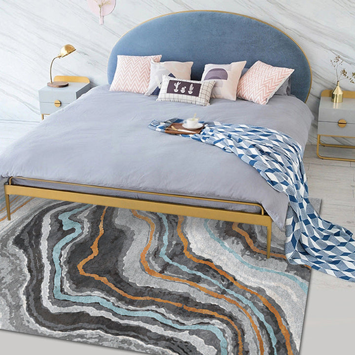 Stijlvol Modernisme Tapijt Multicolor Aquarel en Wervel Streep patroon Tapijt Huisdiervriendelijk Antislip Wasbaar Tapijt voor Decoratie