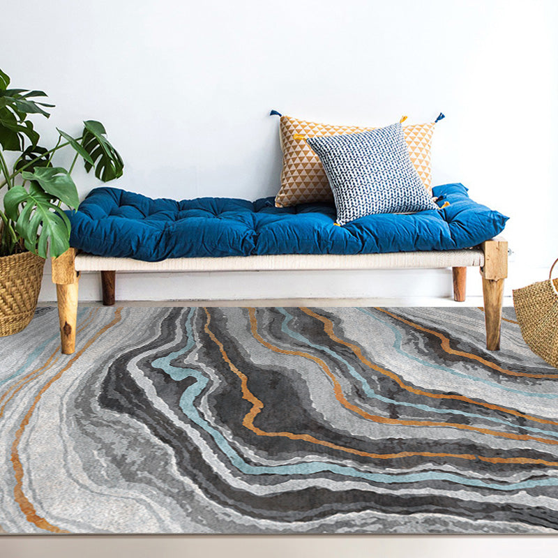 Stijlvol Modernisme Tapijt Multicolor Aquarel en Wervel Streep patroon Tapijt Huisdiervriendelijk Antislip Wasbaar Tapijt voor Decoratie