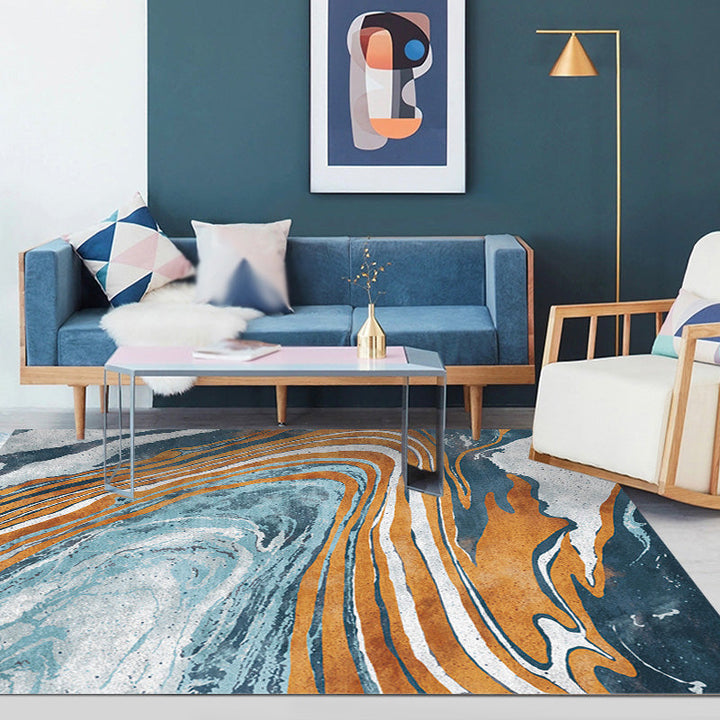 Stijlvol Modernisme Tapijt Multicolor Aquarel en Wervel Streep patroon Tapijt Huisdiervriendelijk Antislip Wasbaar Tapijt voor Decoratie