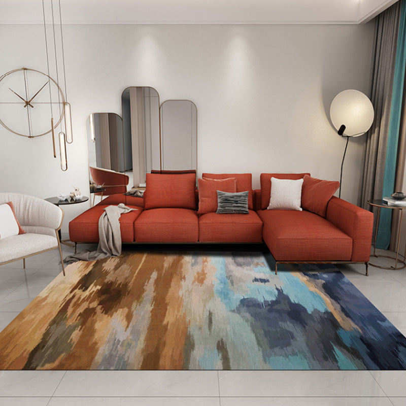 Stijlvol Modernisme Tapijt Multicolor Aquarel en Wervel Streep patroon Tapijt Huisdiervriendelijk Antislip Wasbaar Tapijt voor Decoratie