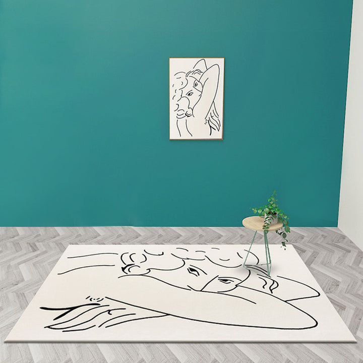 Arosta | Funky Nordic Vloerkleed Beige Karakterpatroon Vloerkleed Huisdiervriendelijk Antislip Wasbaar Vloerkleed voor Decoratie