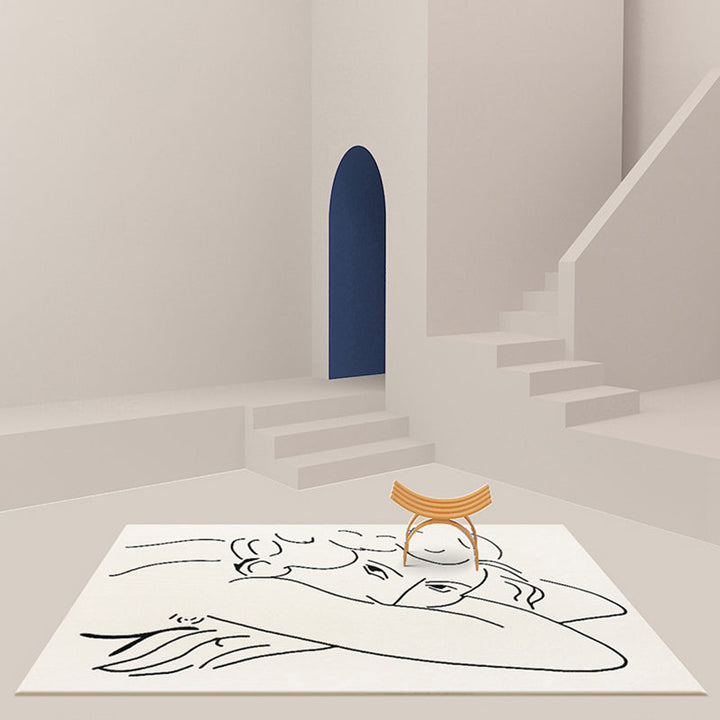Arosta | Funky Nordic Vloerkleed Beige Karakterpatroon Vloerkleed Huisdiervriendelijk Antislip Wasbaar Vloerkleed voor Decoratie