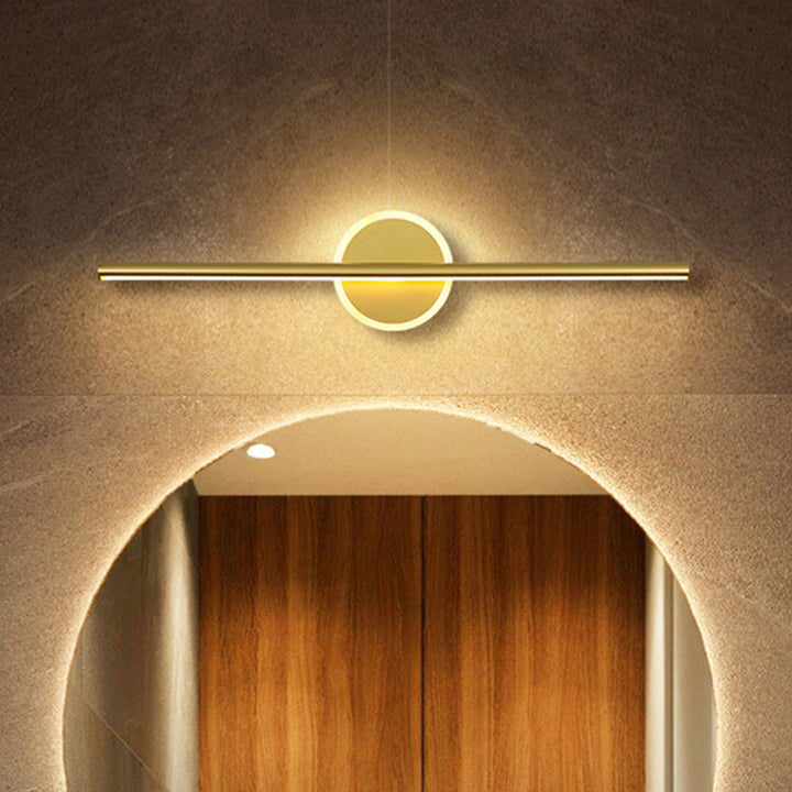 Metallische lineaire en ronde wandlamp minimalisme LED wandlamp verlichting in goud, 16"/23.5"/31.5" breed