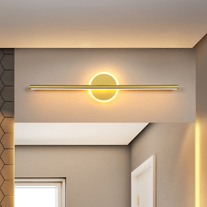 Metallische lineaire en ronde wandlamp minimalisme LED wandlamp verlichting in goud, 16"/23.5"/31.5" breed