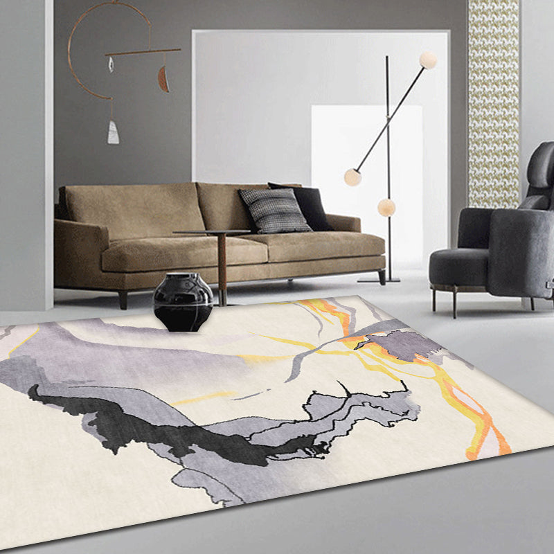 Grijze abstracte tapijt polyester moderne tapijt wasbaar antislip huisdiervriendelijk tapijt voor de woonkamer