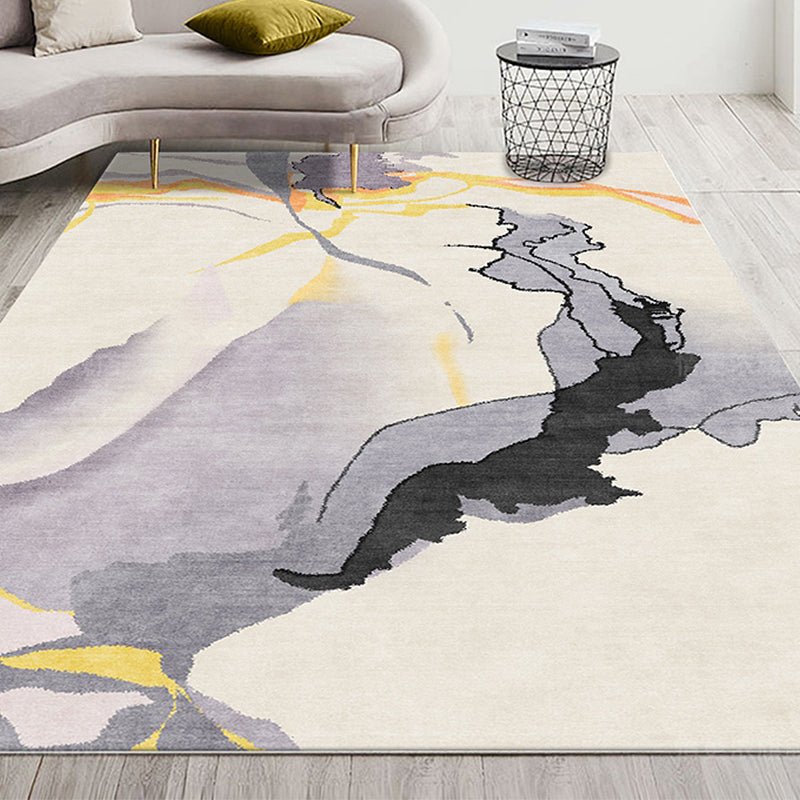 Grijze abstracte tapijt polyester moderne tapijt wasbaar antislip huisdiervriendelijk tapijt voor de woonkamer