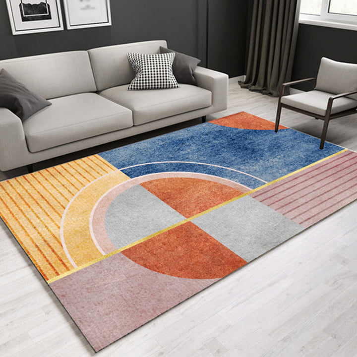 Lässiger hedendaagse tapijt Meerkleurige geometrische en gestreepte tapijt wasbaar huisdiervriendelijk antislip tapijt voor de woonkamer