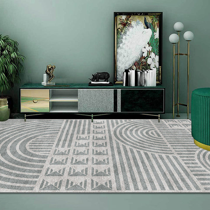 Kreatieve Modernistische Tapijt Polyester Geometrisch en Strepenpatroon Tapijt Wasbaar Huisdiervriendelijk Antislip Tapijt voor de Woonkamer