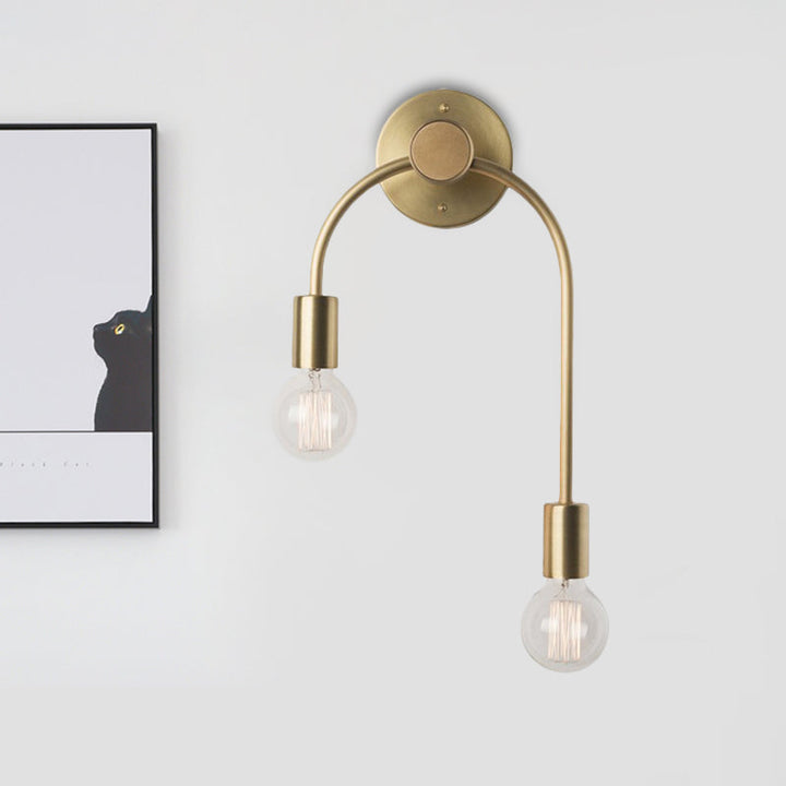 Swoop Arm Ijzeren Wandlamp Muurbevestigde Minimalistische 2-Licht Zwart/Goud Wandverlichting met Gratis Lampontwerp