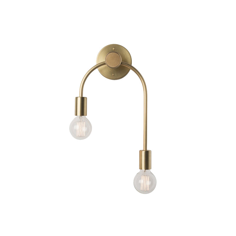Swoop Arm Ijzeren Wandlamp Muurbevestigde Minimalistische 2-Licht Zwart/Goud Wandverlichting met Gratis Lampontwerp