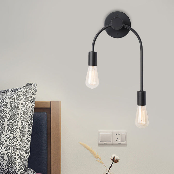 Swoop Arm Ijzeren Wandlamp Muurbevestigde Minimalistische 2-Licht Zwart/Goud Wandverlichting met Gratis Lampontwerp