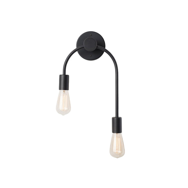 Swoop Arm Ijzeren Wandlamp Muurbevestigde Minimalistische 2-Licht Zwart/Goud Wandverlichting met Gratis Lampontwerp