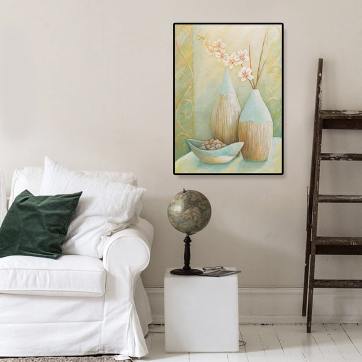 Uniek bloemenvaas canvas kunstprint voor meisjeskamer in pastelkleuren, meerdere maten
