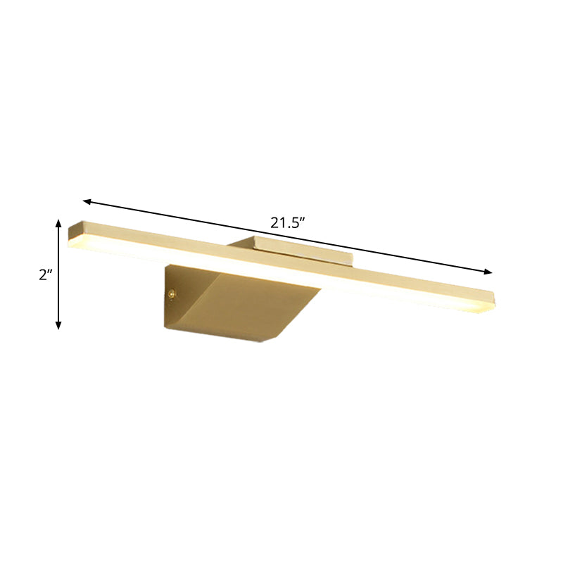 16"/21.5" W Metallic gestroomlijnde wandlamp simpliciteit LED gouden make-up wandlamp voor badkamer