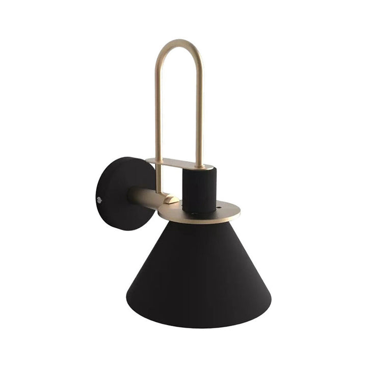 Zwart/Wit/Groen Kegelwandlamp Macaron 1-Licht Metaal Wandgemonteerde Lamp met gebogen Arm voor de slaapkamer, Warm/Wit Licht