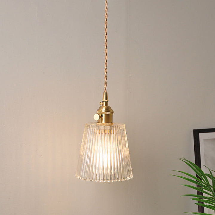 Bowl/Cylinder Nachttafel Wandverlichting Antiek Duidelijk Prisma/Golfglas 1 Gloeilamp Messing Wandlamp met Draaischakelaar