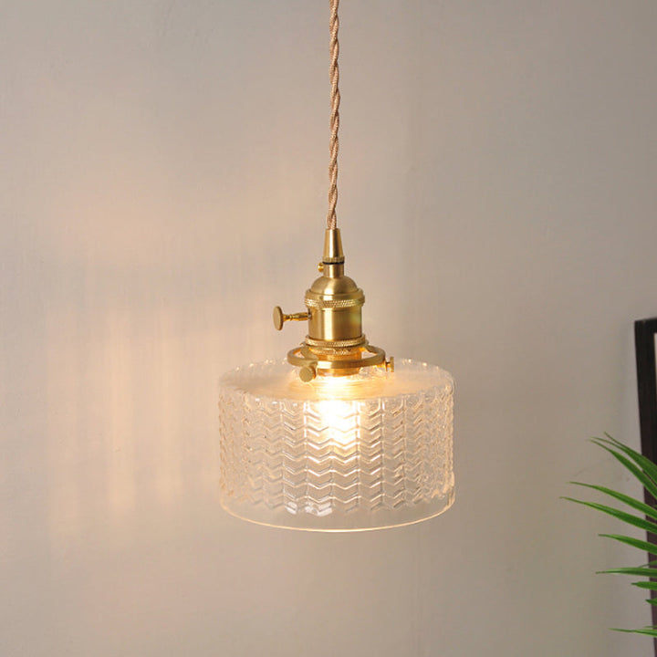 Bowl/Cylinder Nachttafel Wandverlichting Antiek Duidelijk Prisma/Golfglas 1 Gloeilamp Messing Wandlamp met Draaischakelaar