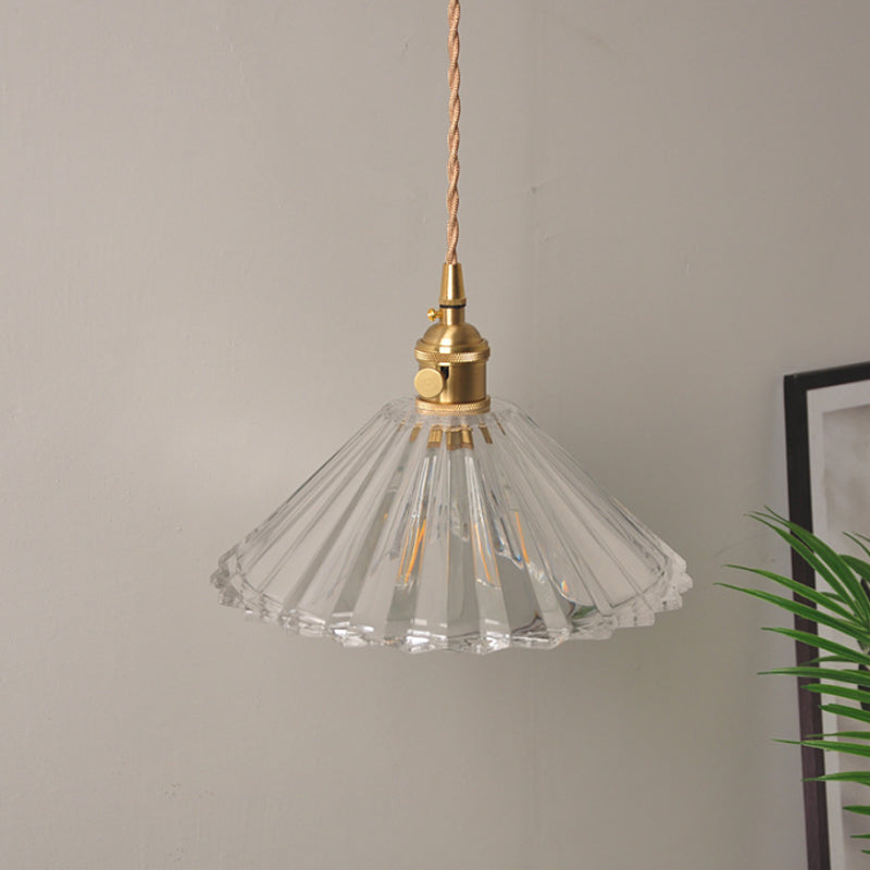 Bowl/Cylinder Nachttafel Wandverlichting Antiek Duidelijk Prisma/Golfglas 1 Gloeilamp Messing Wandlamp met Draaischakelaar