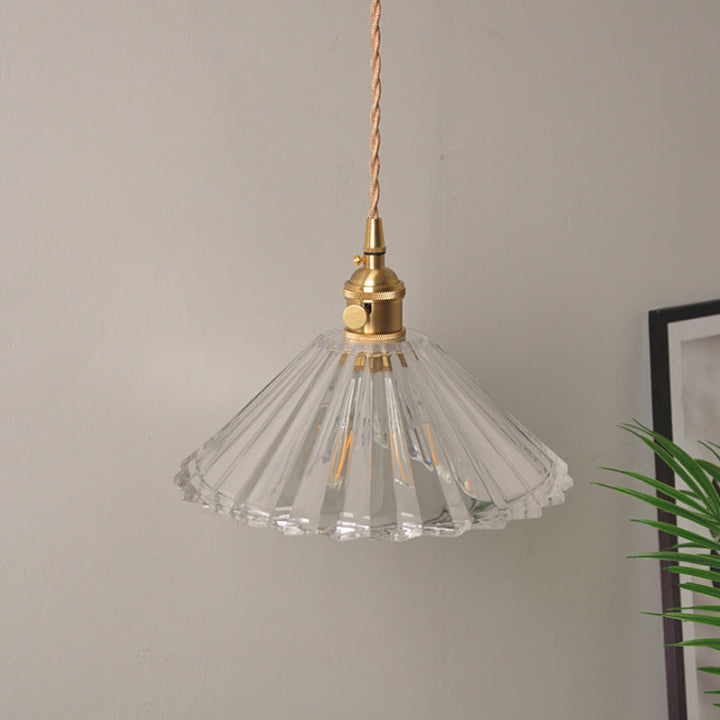 Bowl/Cylinder Nachttafel Wandverlichting Antiek Duidelijk Prisma/Golfglas 1 Gloeilamp Messing Wandlamp met Draaischakelaar