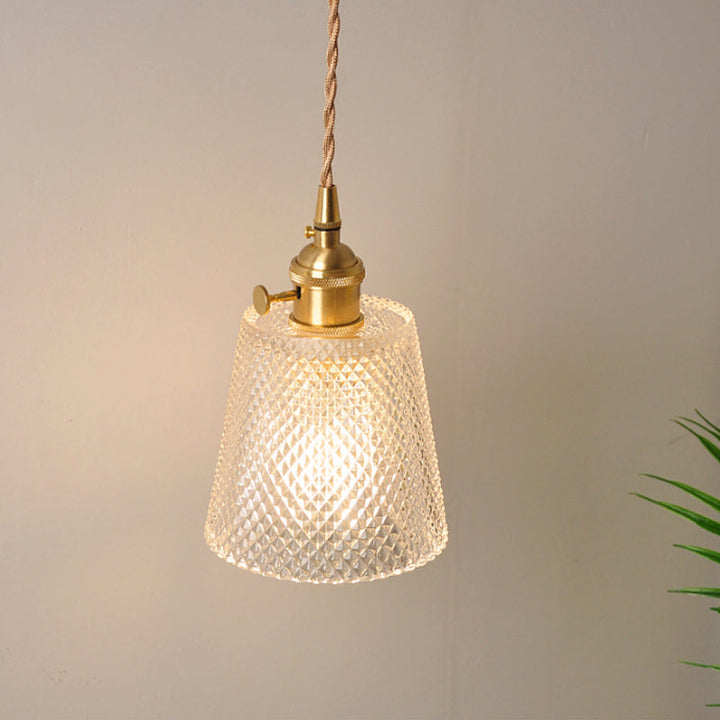 Bowl/Cylinder Nachttafel Wandverlichting Antiek Duidelijk Prisma/Golfglas 1 Gloeilamp Messing Wandlamp met Draaischakelaar