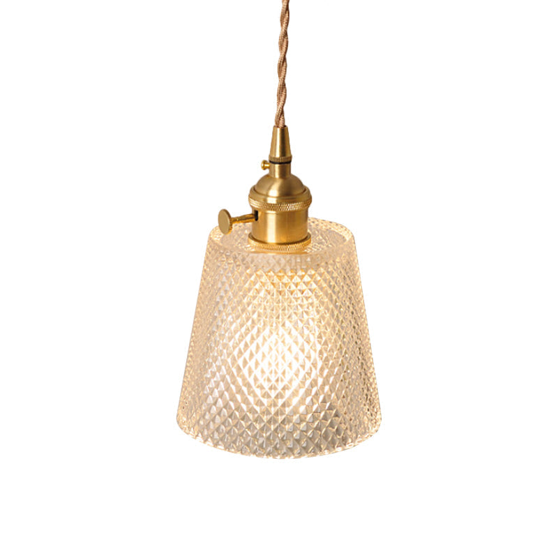 Bowl/Cylinder Nachttafel Wandverlichting Antiek Duidelijk Prisma/Golfglas 1 Gloeilamp Messing Wandlamp met Draaischakelaar