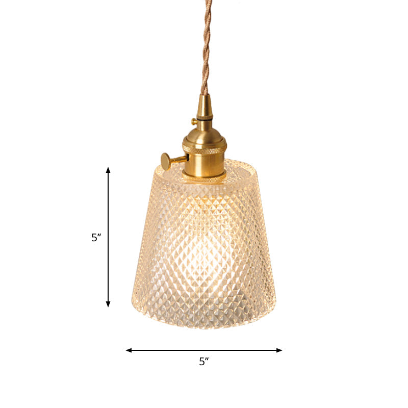 Bowl/Cylinder Nachttafel Wandverlichting Antiek Duidelijk Prisma/Golfglas 1 Gloeilamp Messing Wandlamp met Draaischakelaar