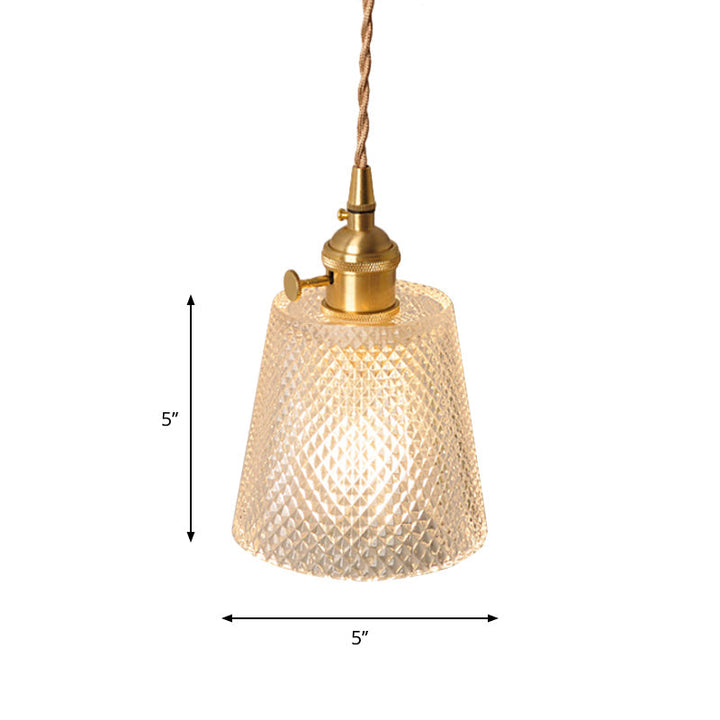 Bowl/Cylinder Nachttafel Wandverlichting Antiek Duidelijk Prisma/Golfglas 1 Gloeilamp Messing Wandlamp met Draaischakelaar