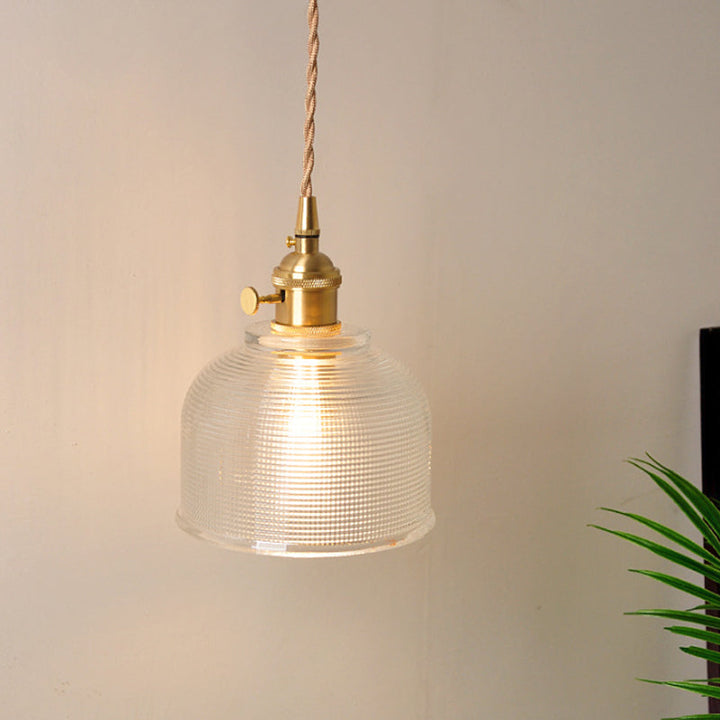 Bowl/Cylinder Nachttafel Wandverlichting Antiek Duidelijk Prisma/Golfglas 1 Gloeilamp Messing Wandlamp met Draaischakelaar