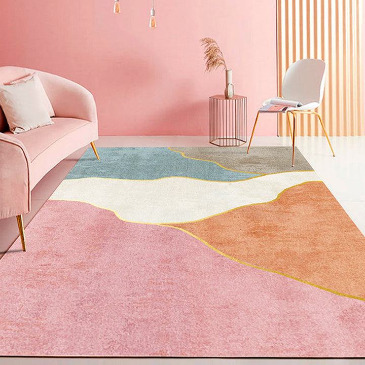 Arosta | Noviteit Stijl Kleurrijke Gebiedsérateur met Kleurblok Ontwerp Huisdiervriendelijke Polyester Vloerkleden voor Kamer