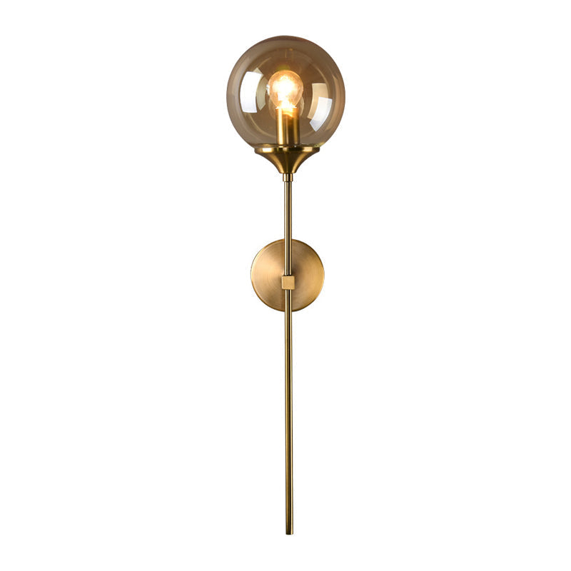 Bal Schaduw Potlood Arm Wandverlichting Postmodern Helder/Amber/Rookgrijs Glas Enkele Messing Wandgemonteerde Lamp