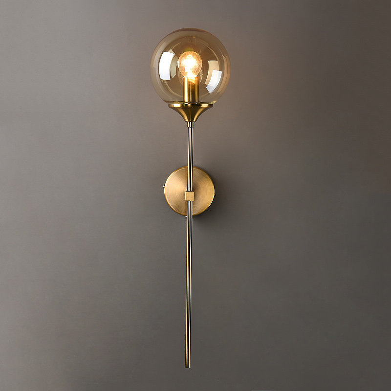Bal Schaduw Potlood Arm Wandverlichting Postmodern Helder/Amber/Rookgrijs Glas Enkele Messing Wandgemonteerde Lamp