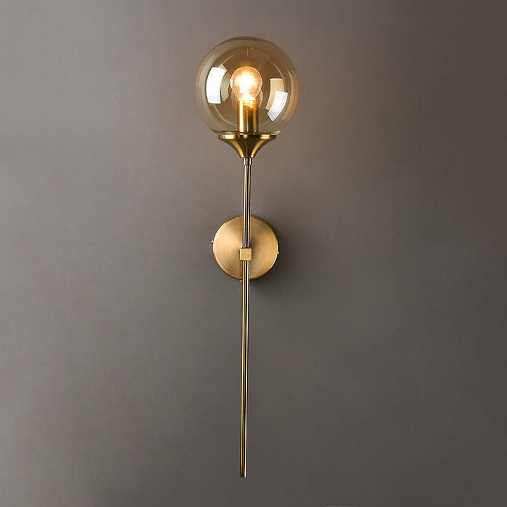 Bal Schaduw Potlood Arm Wandverlichting Postmodern Helder/Amber/Rookgrijs Glas Enkele Messing Wandgemonteerde Lamp