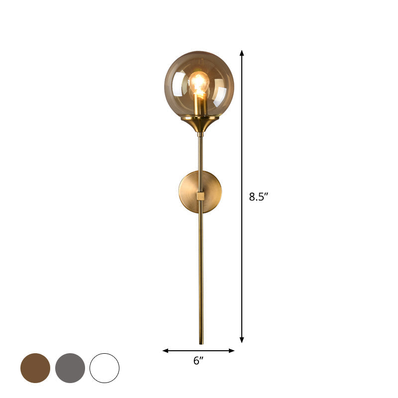 Bal Schaduw Potlood Arm Wandverlichting Postmodern Helder/Amber/Rookgrijs Glas Enkele Messing Wandgemonteerde Lamp