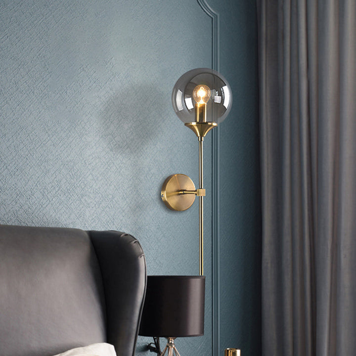 Bal Schaduw Potlood Arm Wandverlichting Postmodern Helder/Amber/Rookgrijs Glas Enkele Messing Wandgemonteerde Lamp