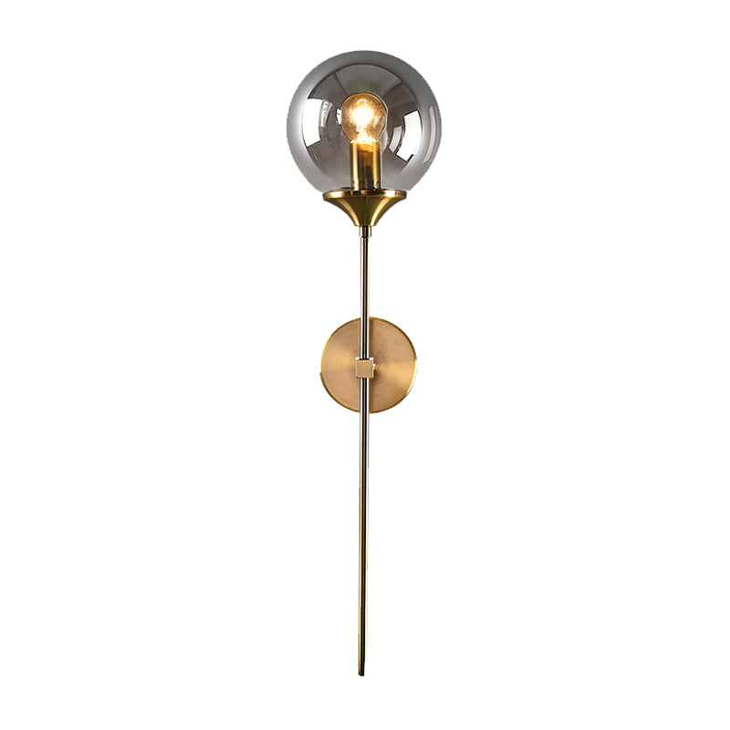 Bal Schaduw Potlood Arm Wandverlichting Postmodern Helder/Amber/Rookgrijs Glas Enkele Messing Wandgemonteerde Lamp