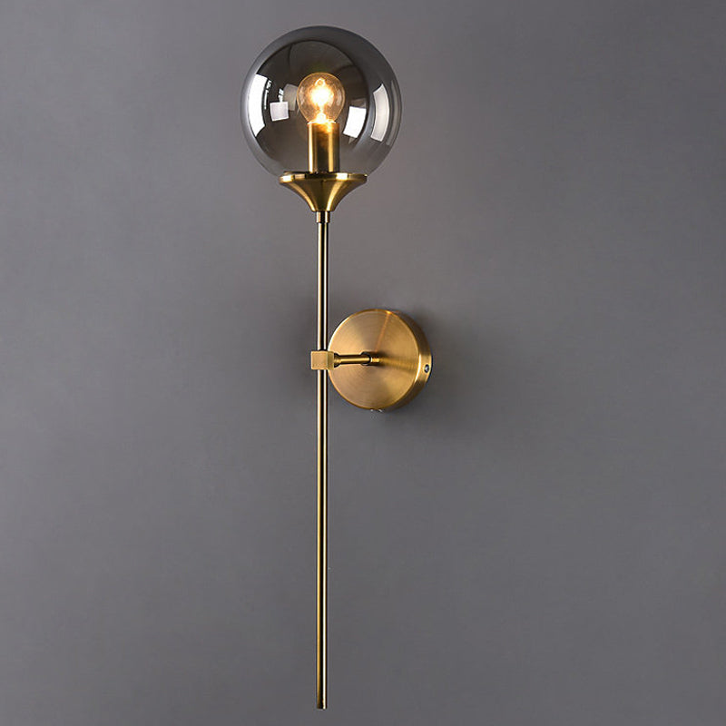 Bal Schaduw Potlood Arm Wandverlichting Postmodern Helder/Amber/Rookgrijs Glas Enkele Messing Wandgemonteerde Lamp