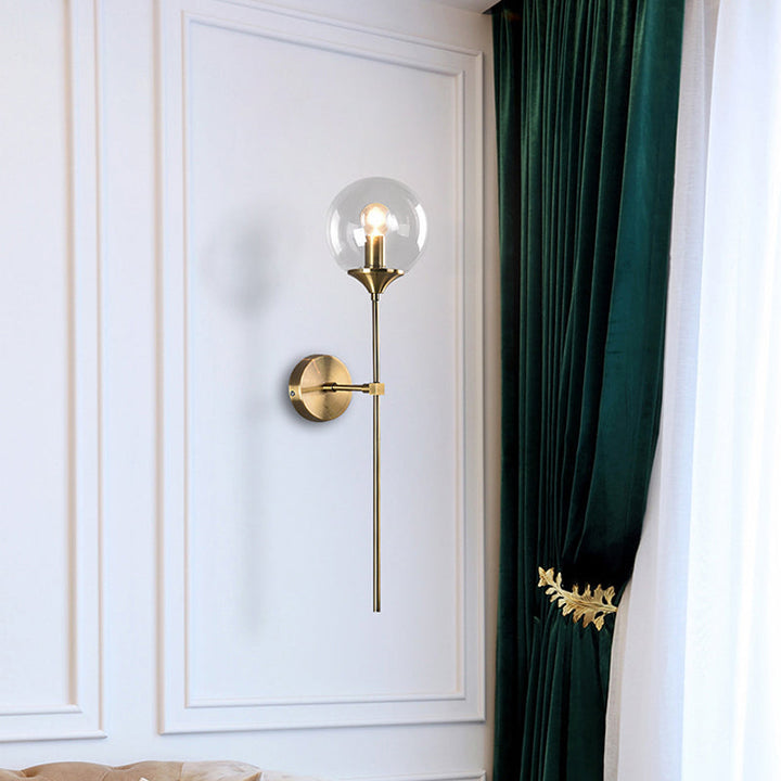 Bal Schaduw Potlood Arm Wandverlichting Postmodern Helder/Amber/Rookgrijs Glas Enkele Messing Wandgemonteerde Lamp