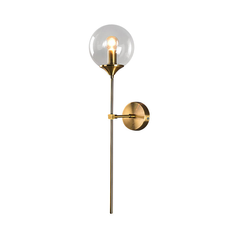 Bal Schaduw Potlood Arm Wandverlichting Postmodern Helder/Amber/Rookgrijs Glas Enkele Messing Wandgemonteerde Lamp