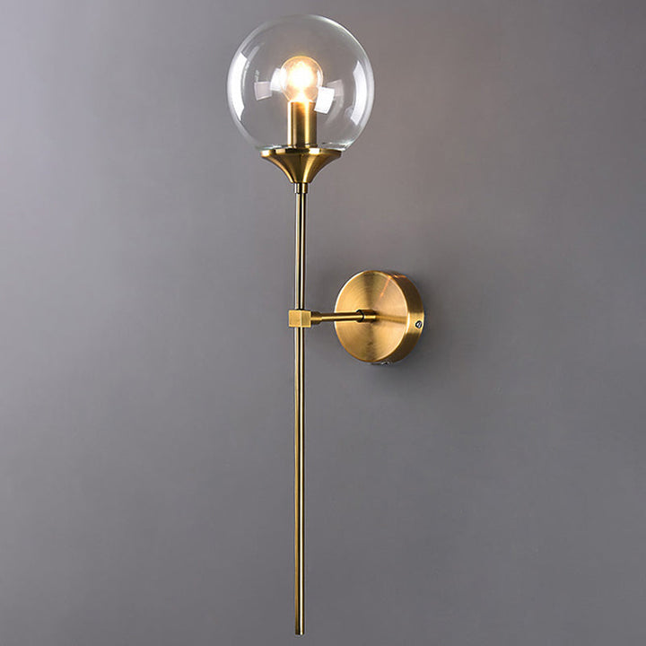 Bal Schaduw Potlood Arm Wandverlichting Postmodern Helder/Amber/Rookgrijs Glas Enkele Messing Wandgemonteerde Lamp