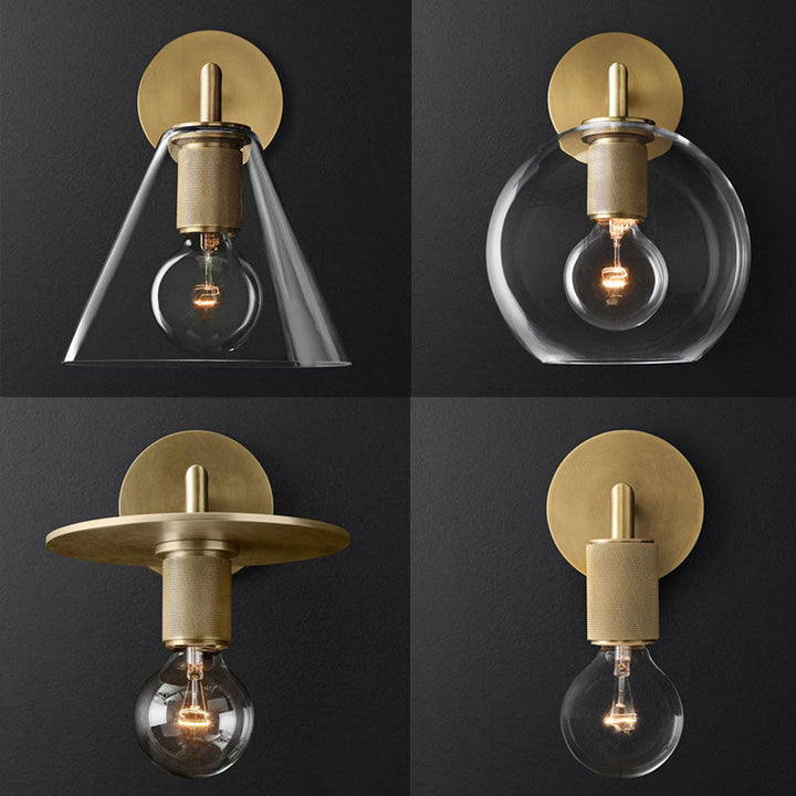 Geribbelde wandlamp met arm Postmodern eenvlam metalen/helder glazen wandlamp met/zonder schijf/sfeer/conus kap