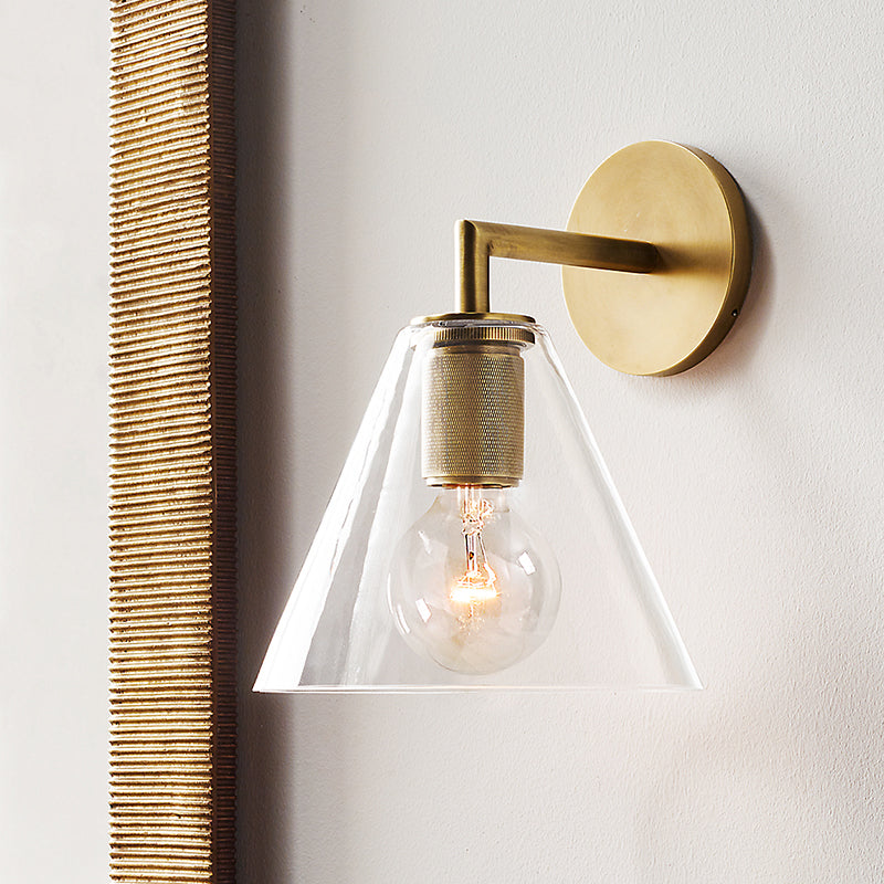 Geribbelde wandlamp met arm Postmodern eenvlam metalen/helder glazen wandlamp met/zonder schijf/sfeer/conus kap